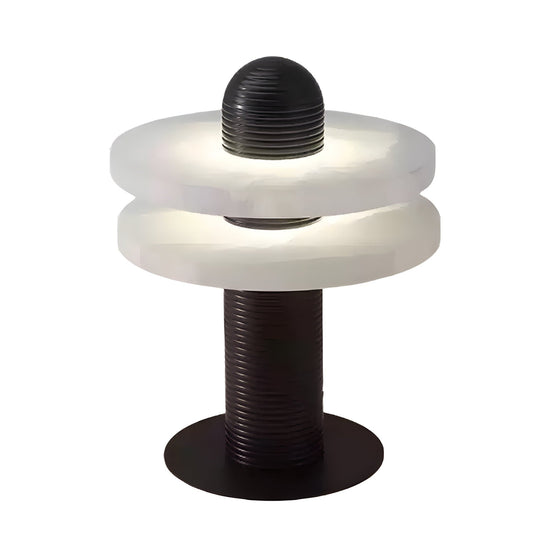 Nyxara LED Double Tiered Alabaster Table Lamp - Soft White & Black