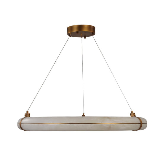 Aureon LED Alabaster Ring Chandelier 800mm - Brushed Brass