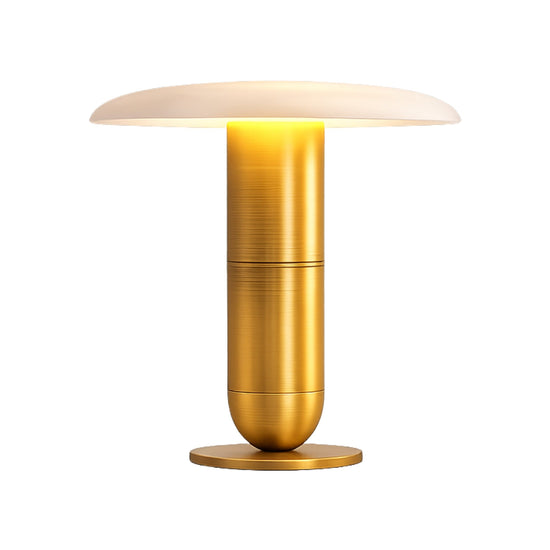 Luxelle LED Alabaster Disc Table Lamp - Soft White & Brass