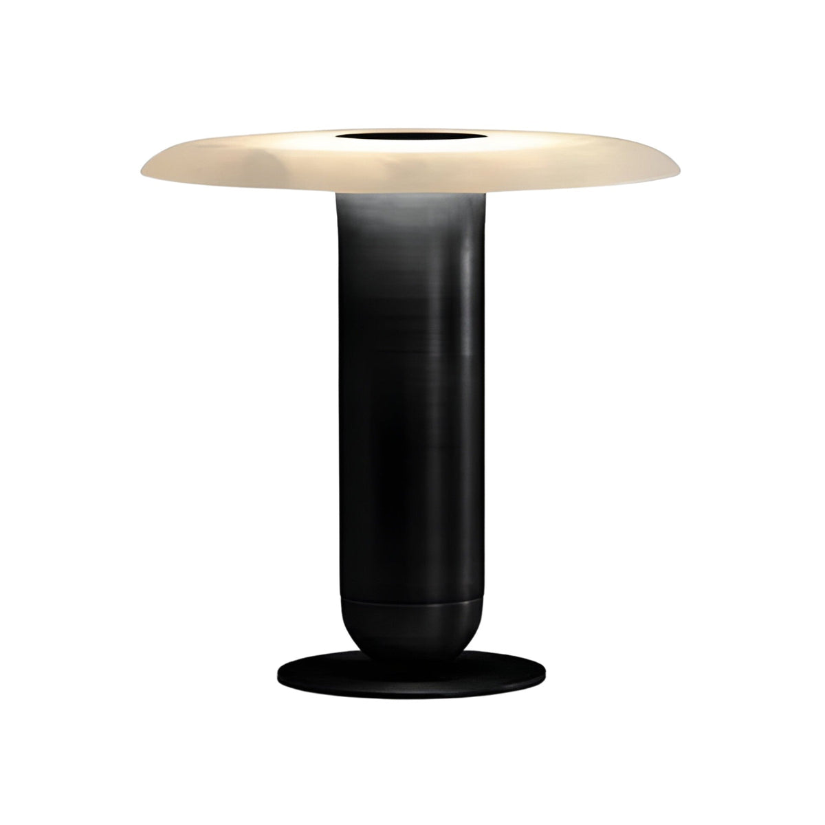 Luxelle LED Alabaster Disc Table Lamp - Soft White & Black