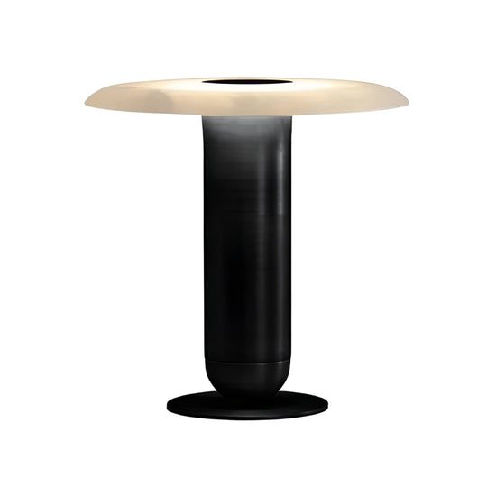 Luxelle LED Alabaster Disc Table Lamp - Soft White & Black