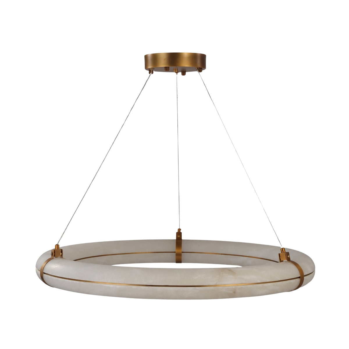 Aureon LED Alabaster Ring Chandelier 800mm - Brushed Brass