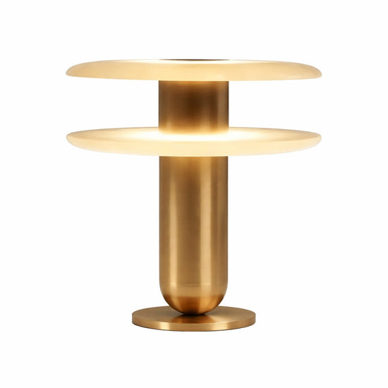 Luxelle LED Double Tiered Alabaster Table Lamp - Soft White & Brass