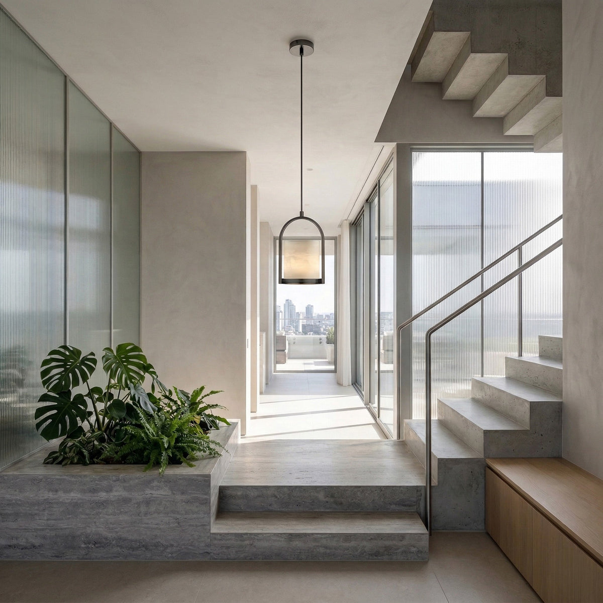 Halorin Framed Alabaster Pendant Light