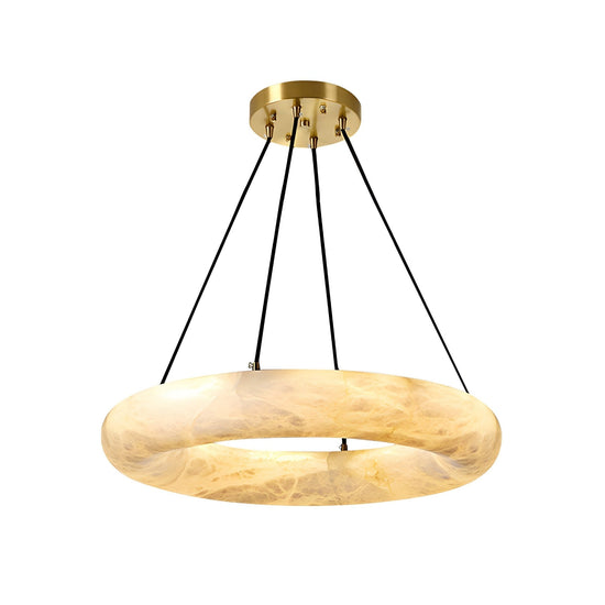 Calviro LED Small Ring Alabaster Chandelier - Soft White