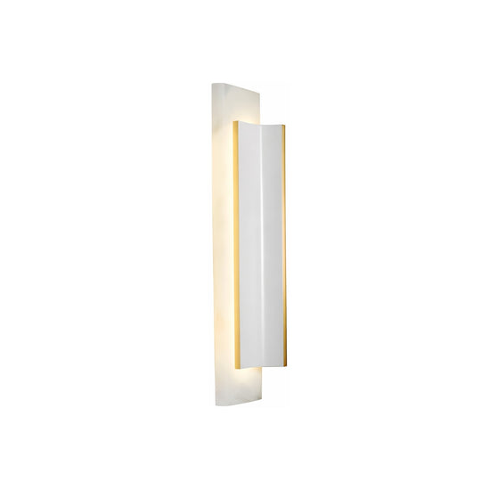 Velorin Small LED Alabaster Wall Light - Soft White & Brass