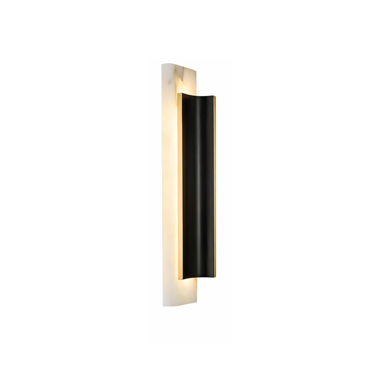 Velorin LED Compact Alabaster Wall Light - Black & Brass
