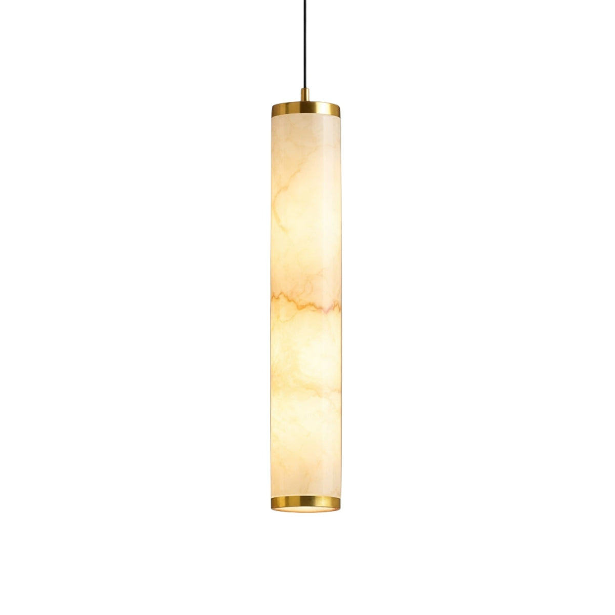 Oria LED Medium Alabaster Pendant Light - Brushed Brass