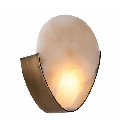 Calera LED Large Oval Alabaster Wall Light - Brushed Brass