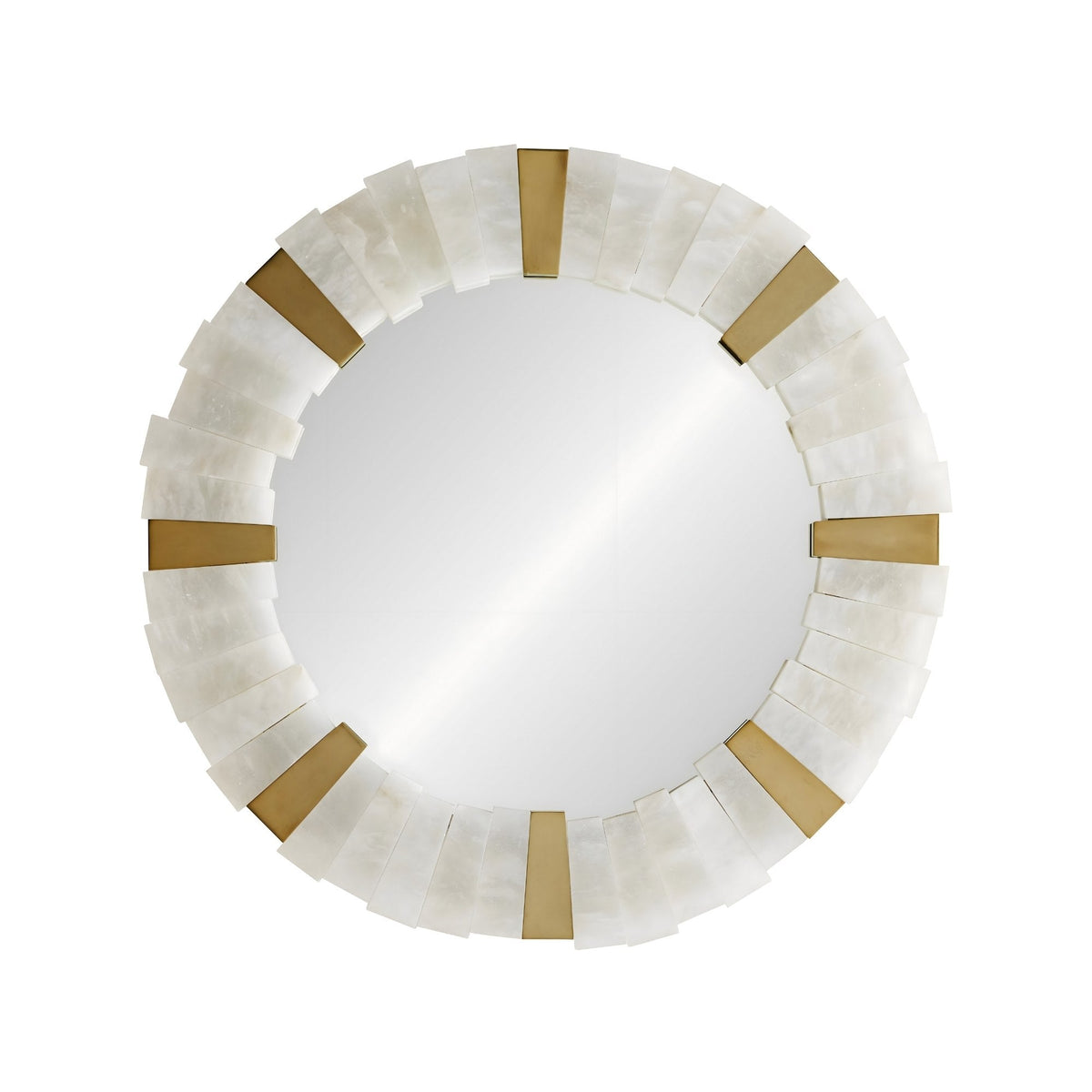 Lumessa LED Alabaster Round Wall Mirror - Brushed Brass