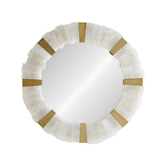 Lumessa LED Alabaster Round Wall Mirror - Brushed Brass