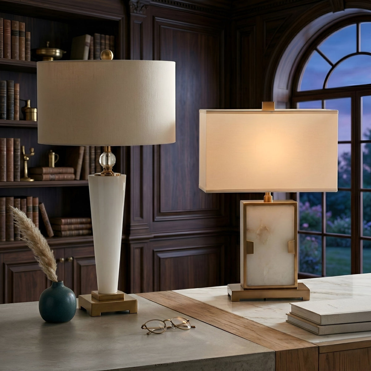 Marcellin Alabaster Table Lamp - Brass & Soft White