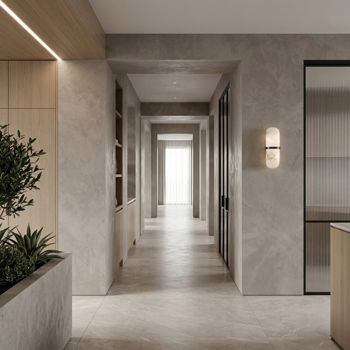 Ciel LED Cylinder Alabaster Wall Light