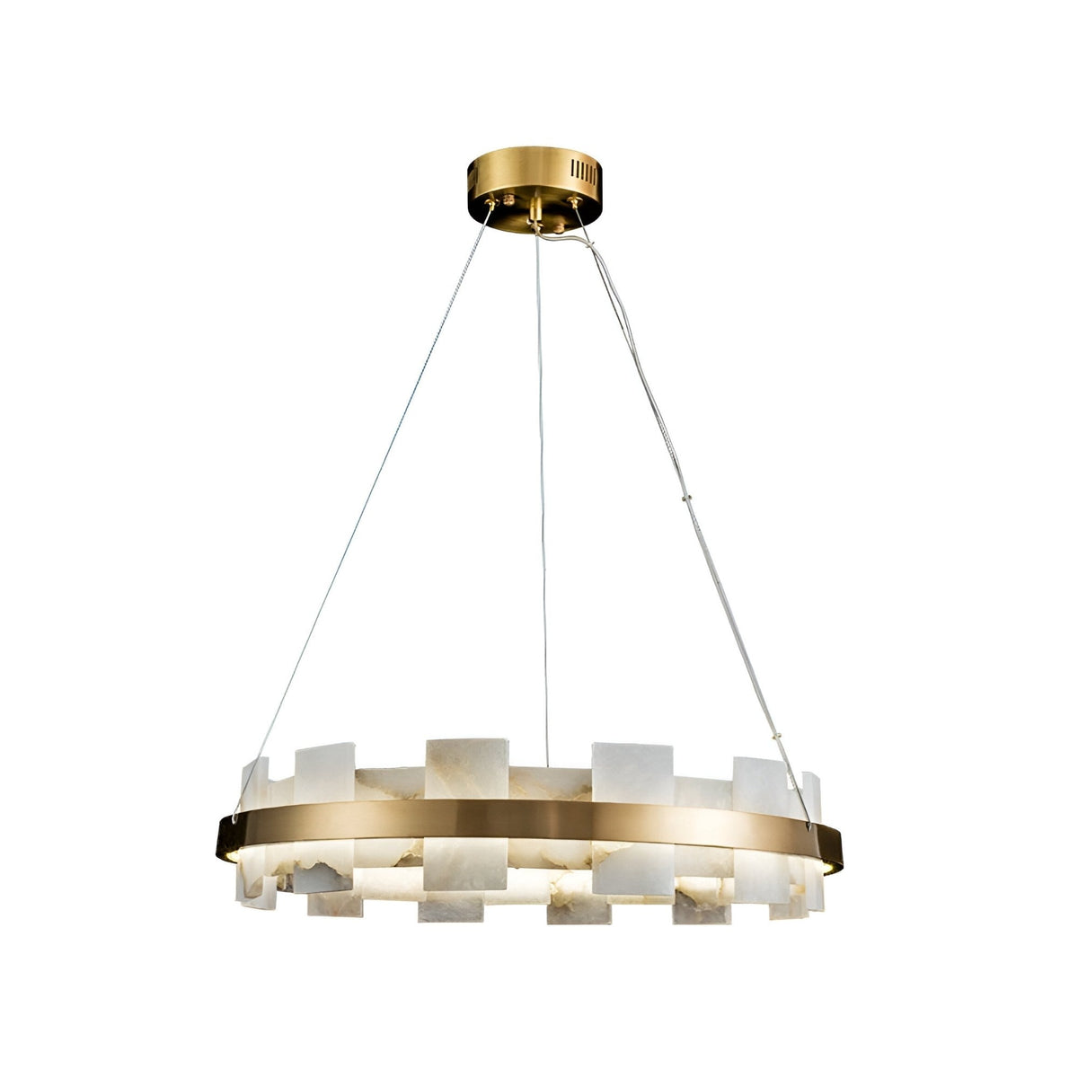 Montyra LED Panelled Alabaster Chandelier 600mm - Brushed Brass