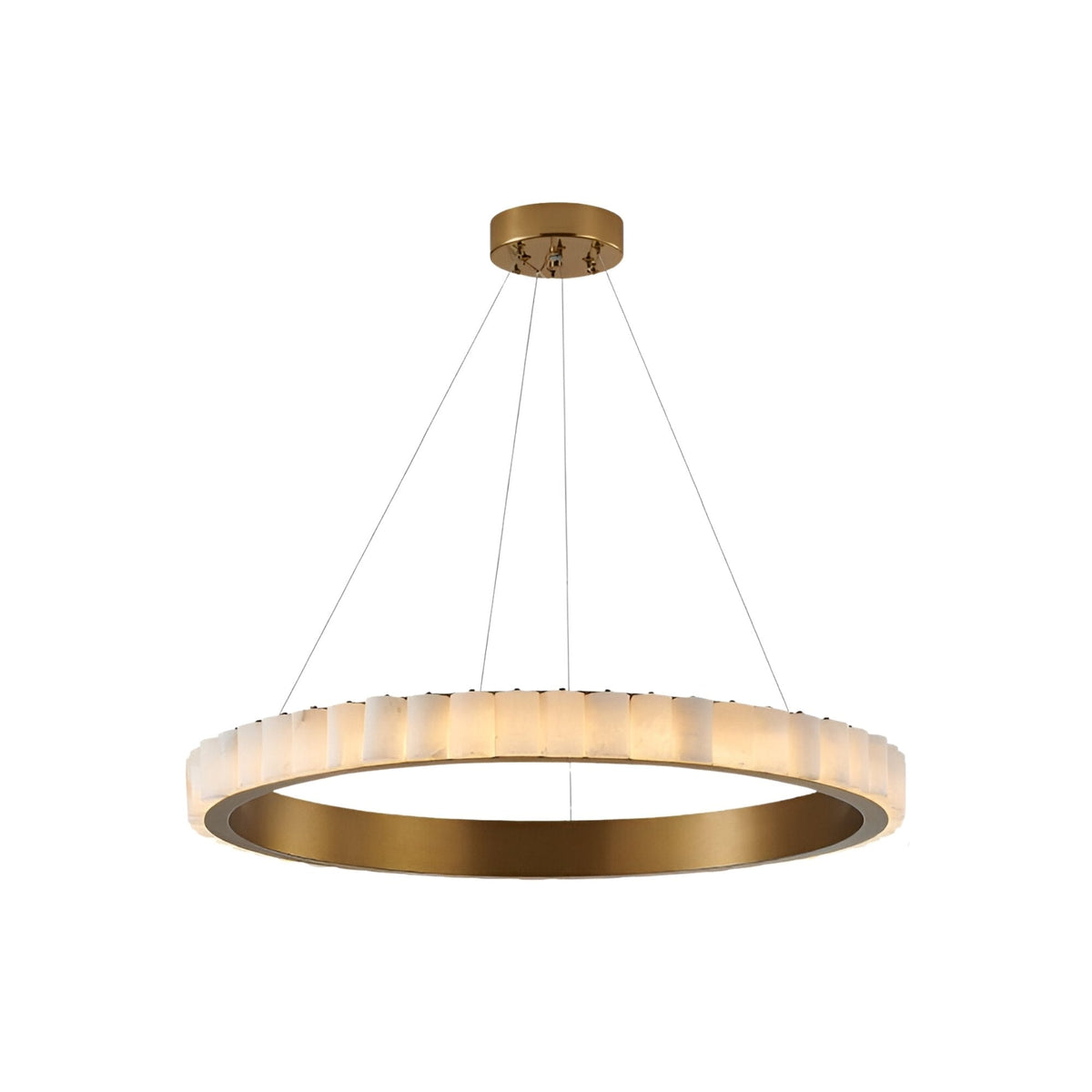 Lucenza LED Halo Ring Alabaster Chandelier 600mm - Brushed Brass