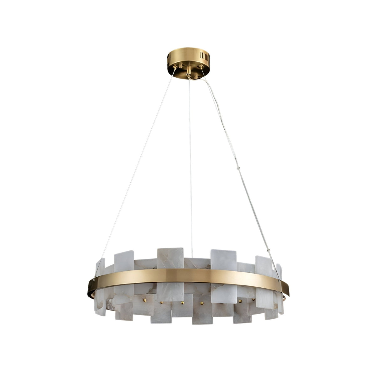 Montyra LED Panelled Alabaster Chandelier 600mm - Brushed Brass