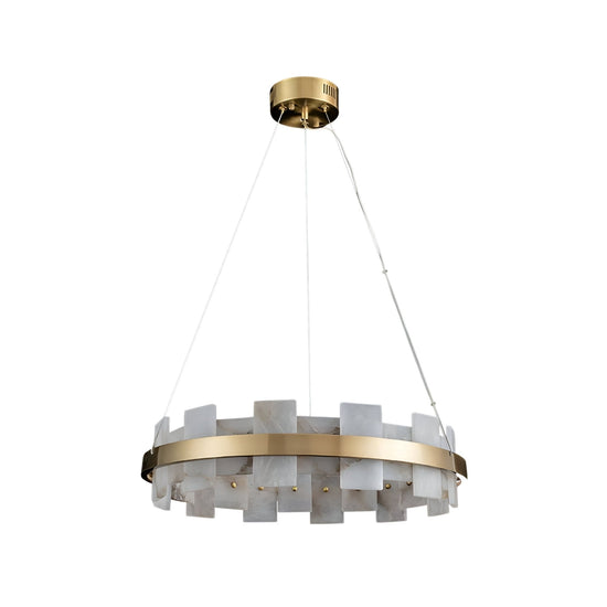 Montyra LED Panelled Alabaster Chandelier 600mm - Brushed Brass