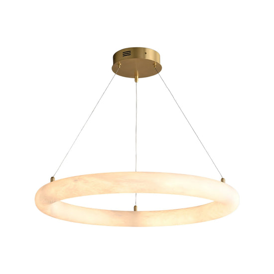 Seraphis LED Medium Alabaster Ring Chandelier - Brushed Brass
