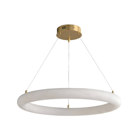 Seraphis LED Medium Alabaster Ring Chandelier - Brushed Brass