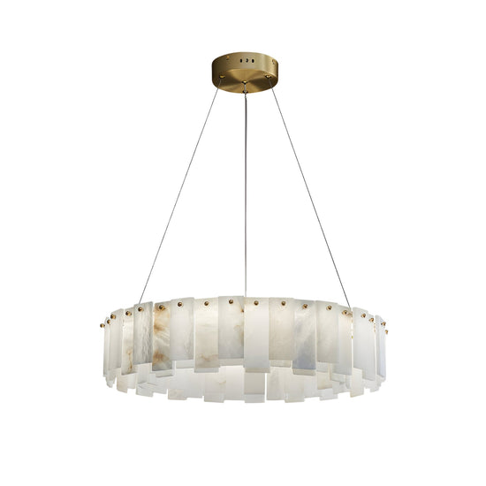 Valeris 12 Light Layered Alabaster Chandelier - Brass