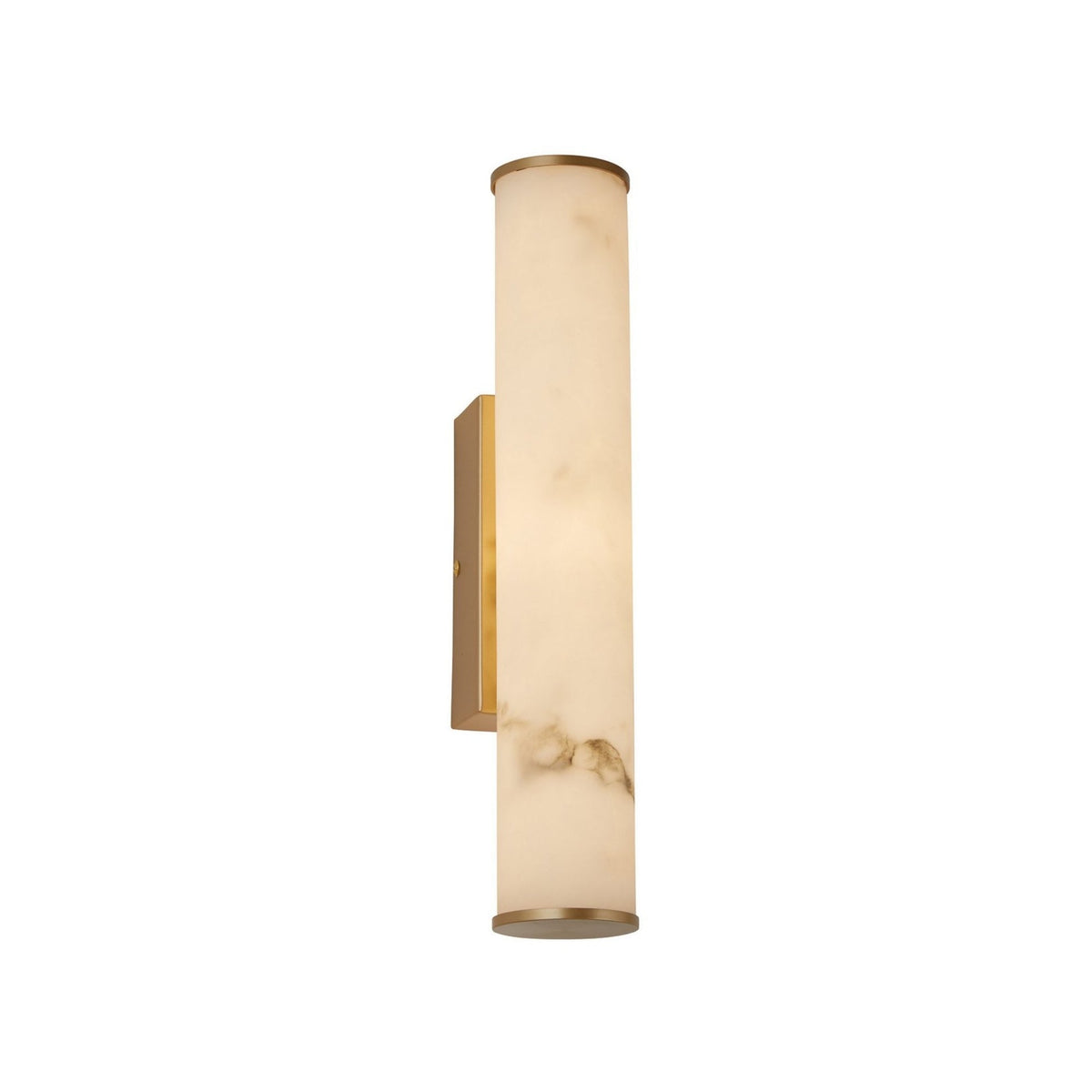 Montavo LED Alabaster Tube Wall Light - Brushed Brass