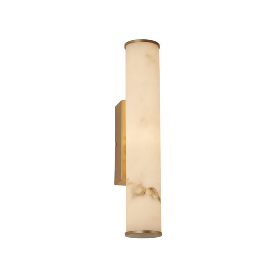 Montavo LED Alabaster Tube Wall Light - Brushed Brass