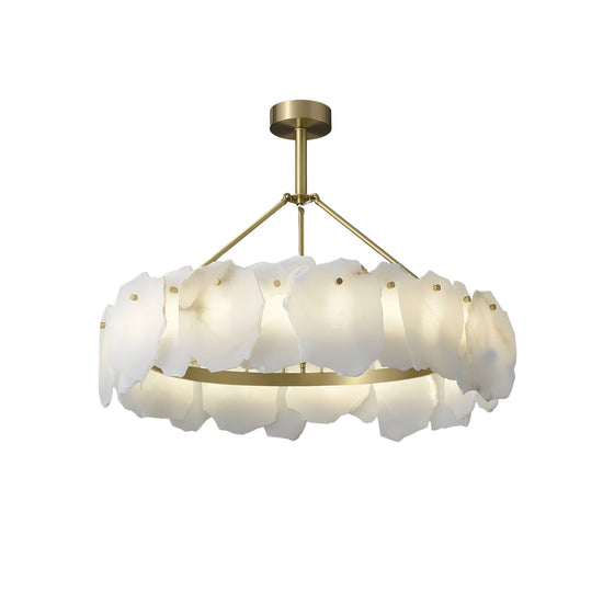 Marvion LED Petal Alabaster Chandelier 600mm - Brushed Brass