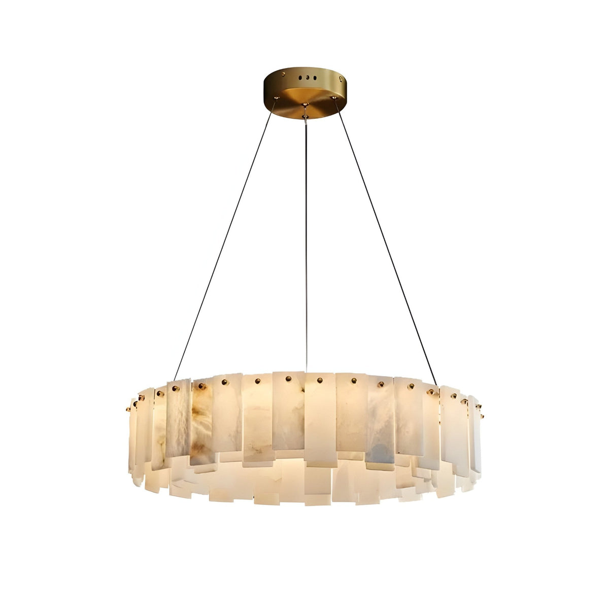 Valeris 12 Light Layered Alabaster Chandelier - Brass