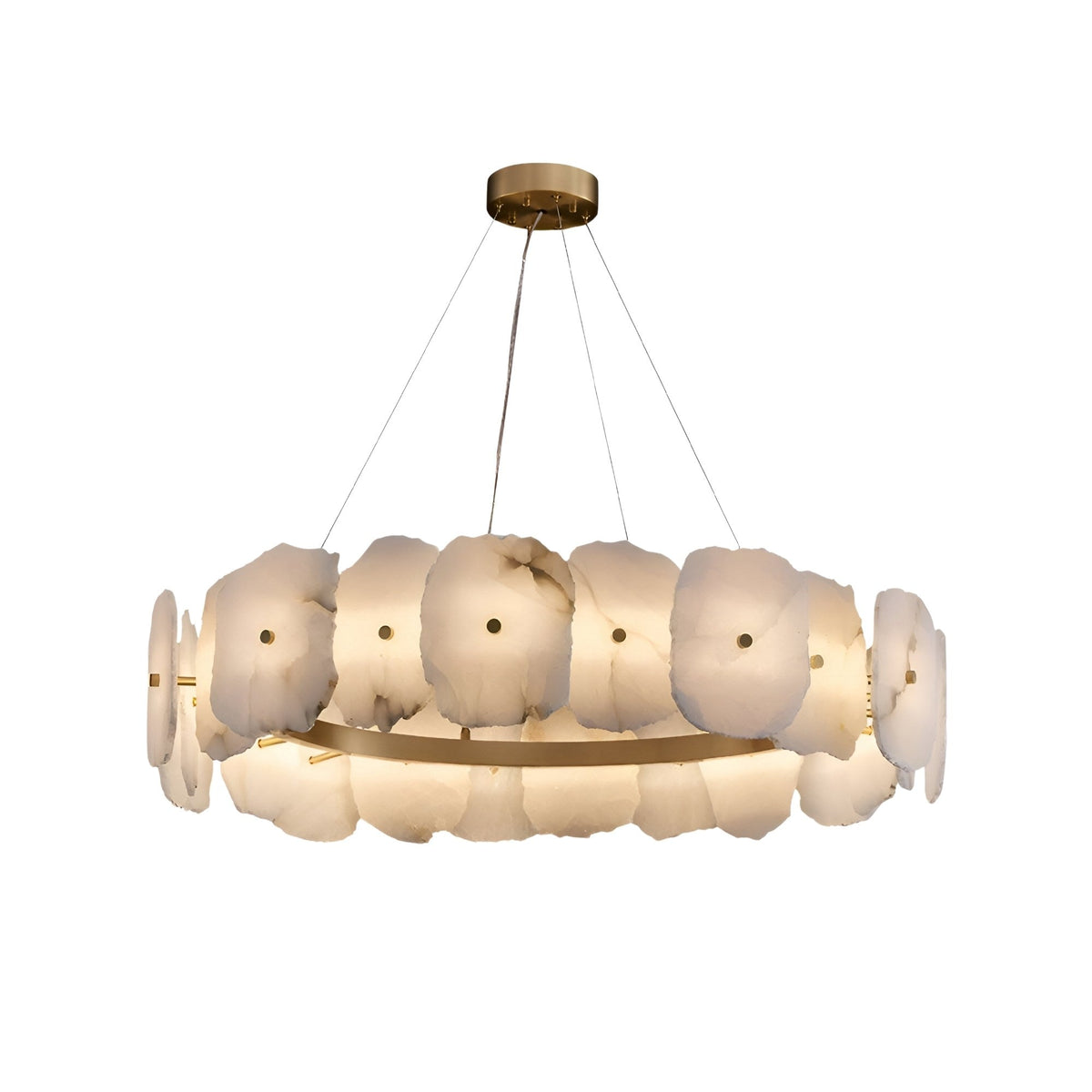 Solvane LED Small Petal Alabaster Chandelier - Soft White & Brass