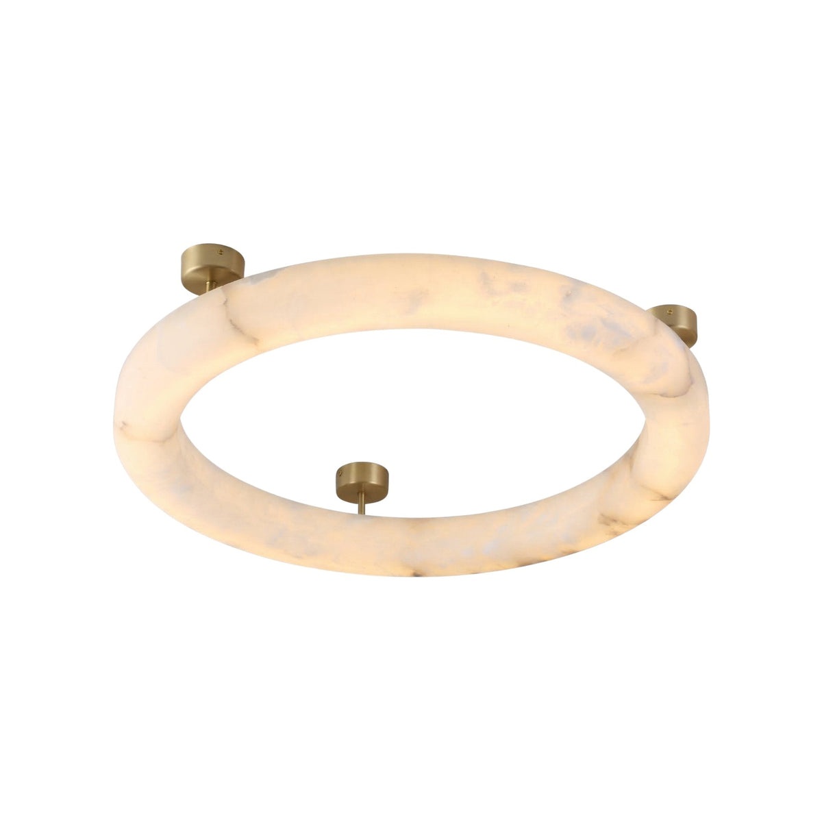 Orbis Medium LED Alabaster Semi-Flush Ceiling Light - Brushed Brass