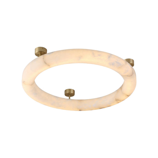 Orbis Medium LED Alabaster Semi-Flush Ceiling Light - Brushed Brass