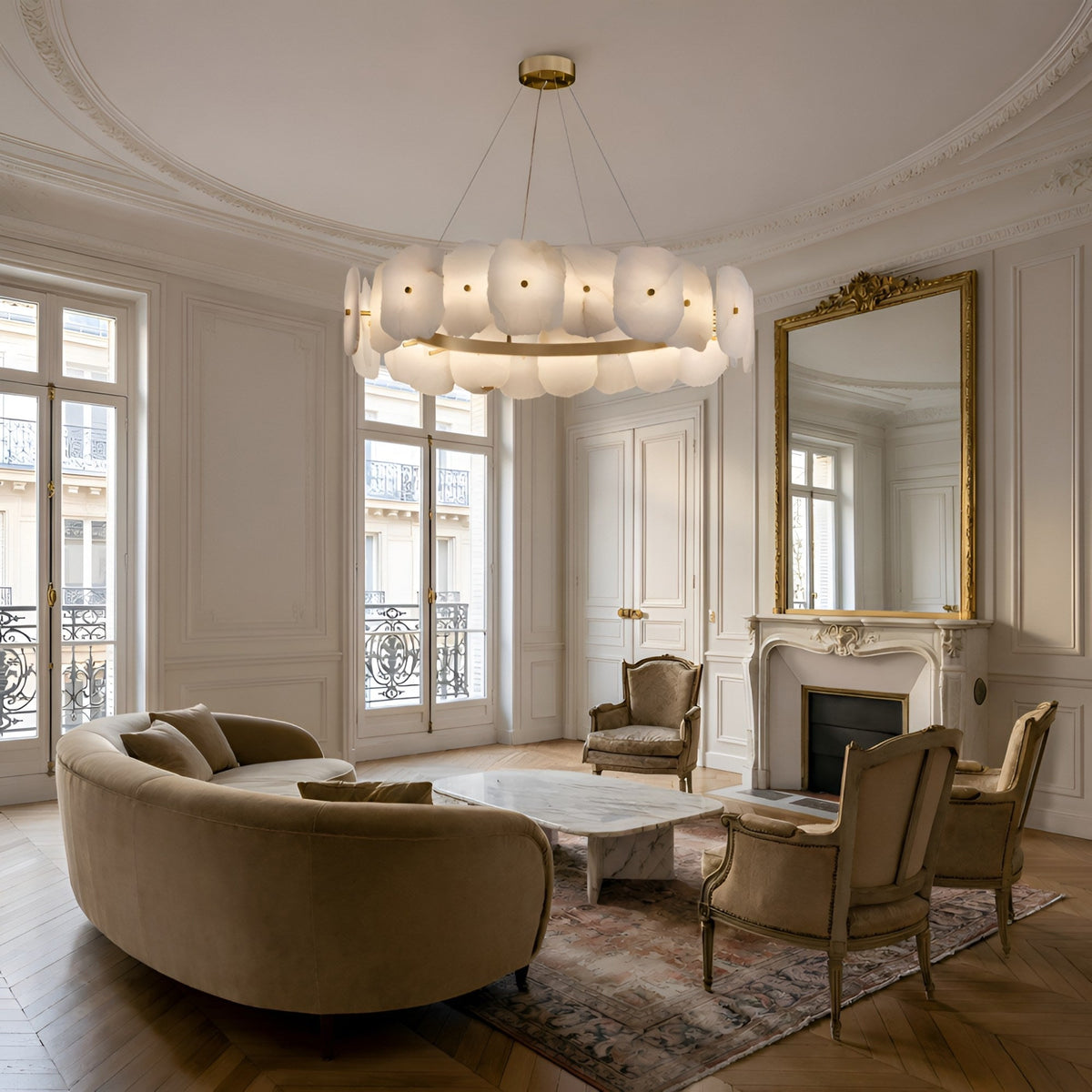 Solvane LED Petal Alabaster Chandelier