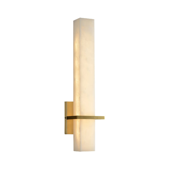 Aurevon LED Alabaster Vertical Panel Wall Light - Brushed Brass