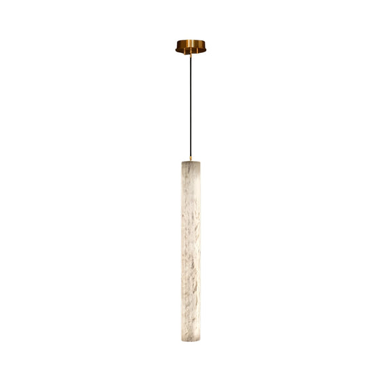 Zenvia LED Alabaster Single Pendant Light - Brushed Brass