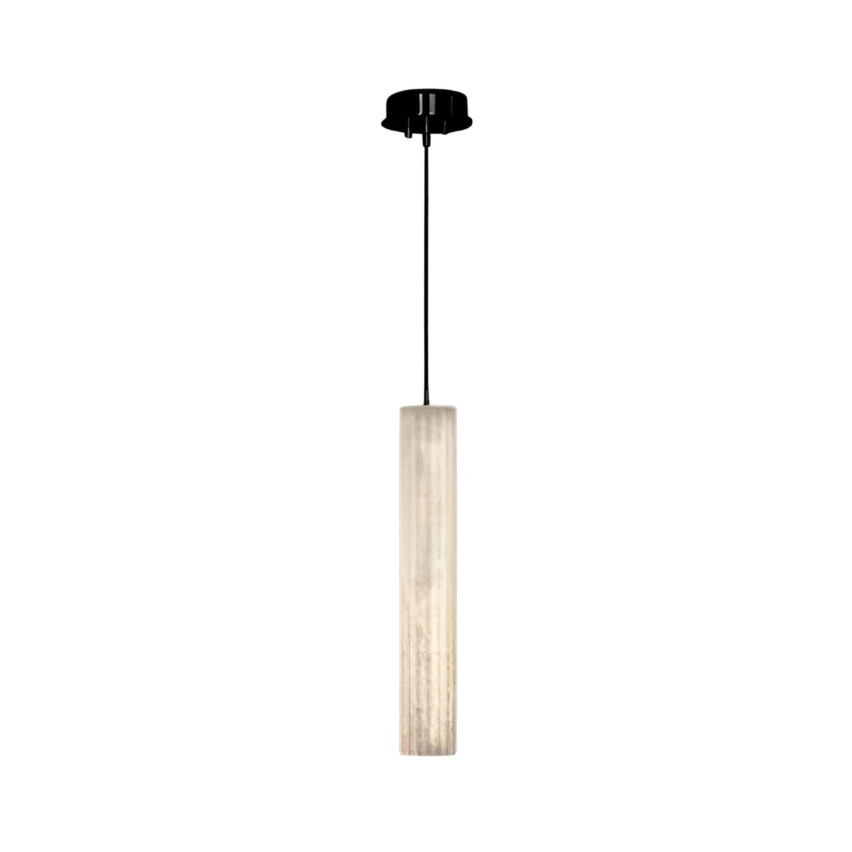 Lucara LED Alabaster Single Pendant Light - Matt Black