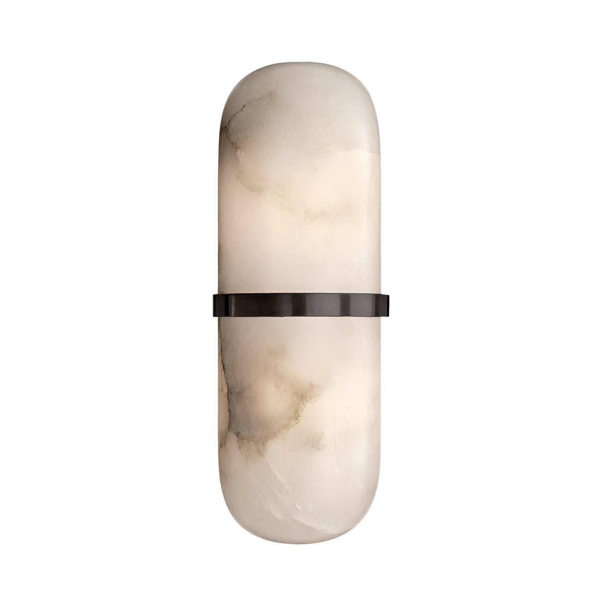 Ciel LED Cylinder Alabaster Wall Light - Matt Black