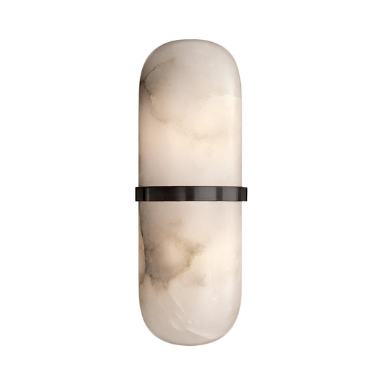 Ciel LED Cylinder Alabaster Wall Light - Matt Black