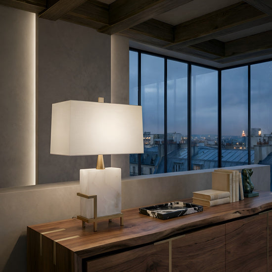 Lumenis 1 Light Alabaster Table Lamp - Brass & Soft White
