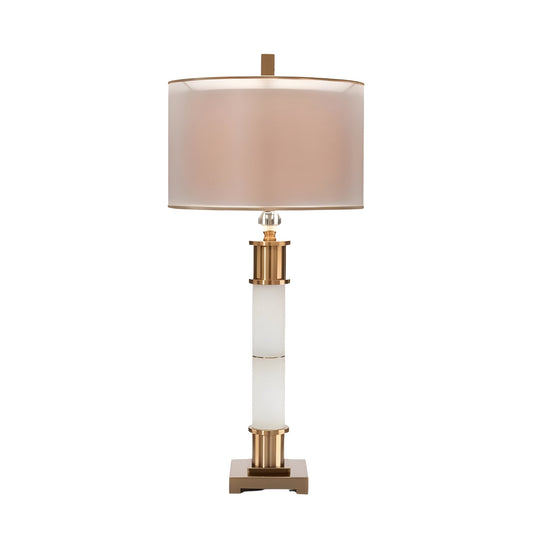 Alverin Segmented Alabaster Table Lamp - Brass & Ivory
