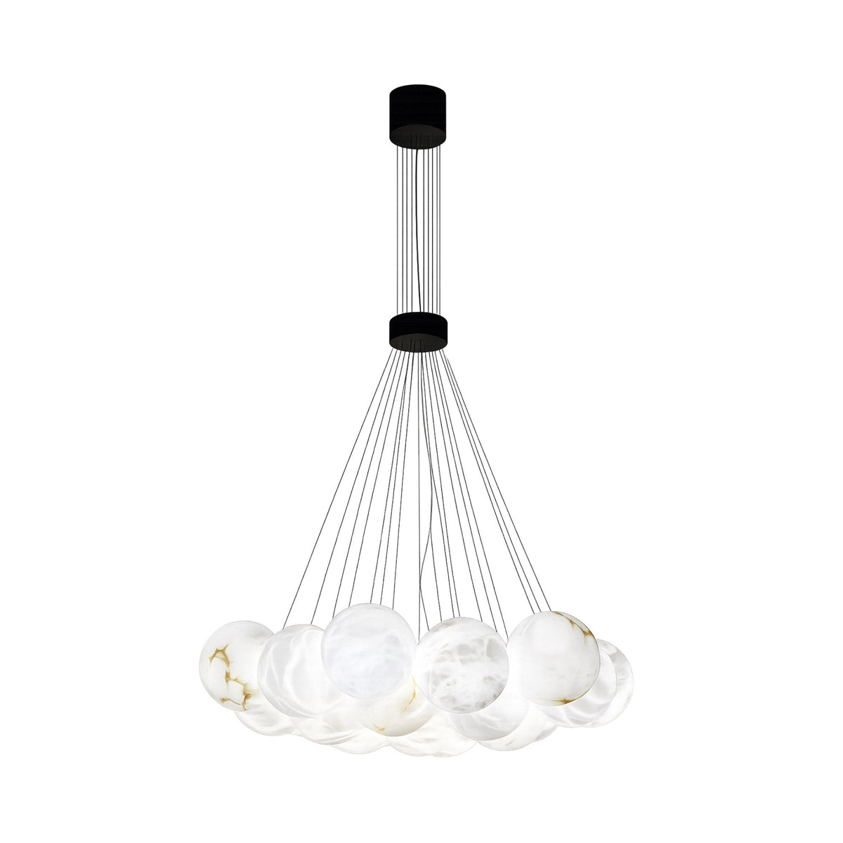 Auriel 19 Light Alabaster Chandelier - Soft White & Black