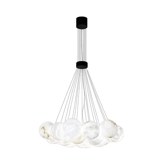 Auriel 19 Light Alabaster Chandelier - Soft White & Black