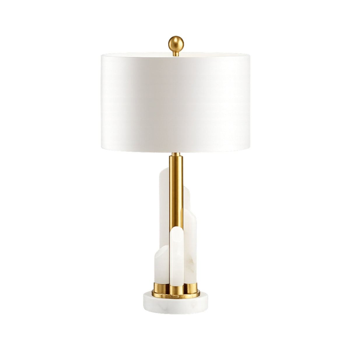 Solaryn 1 Light Offset Alabaster Table Lamp - Brass & Soft White