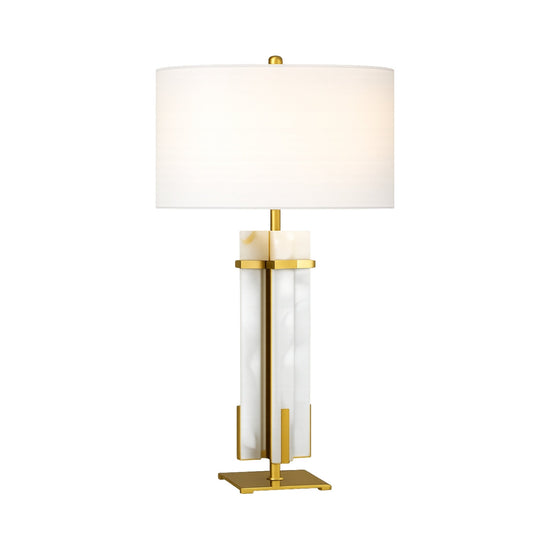 Orinth Framed Alabaster Column Table Lamp - Brass & Soft White