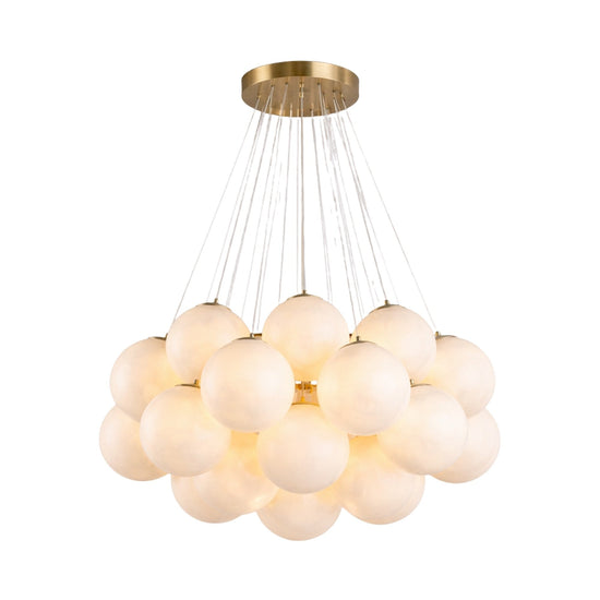 Auriel 19 Light Alabaster Cluster Chandelier - Brushed Brass