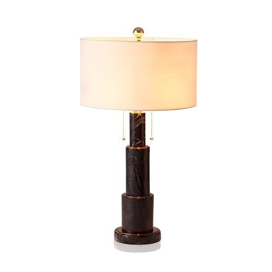 Eloria Stacked Alabaster Table Lamp - Black & White
