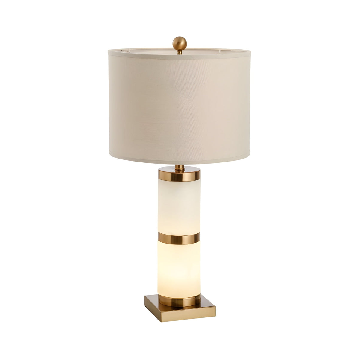 Aurelin Column Alabaster Table Lamp - Brass & Soft White