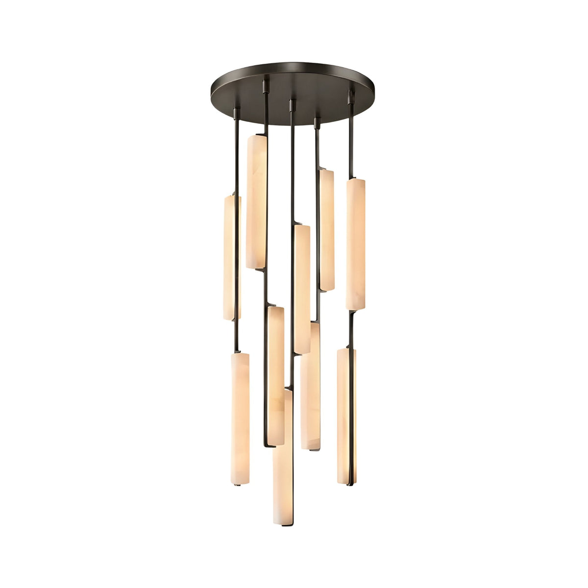 Selvara 10 Light Alabaster Cluster Chandelier - Matt Black