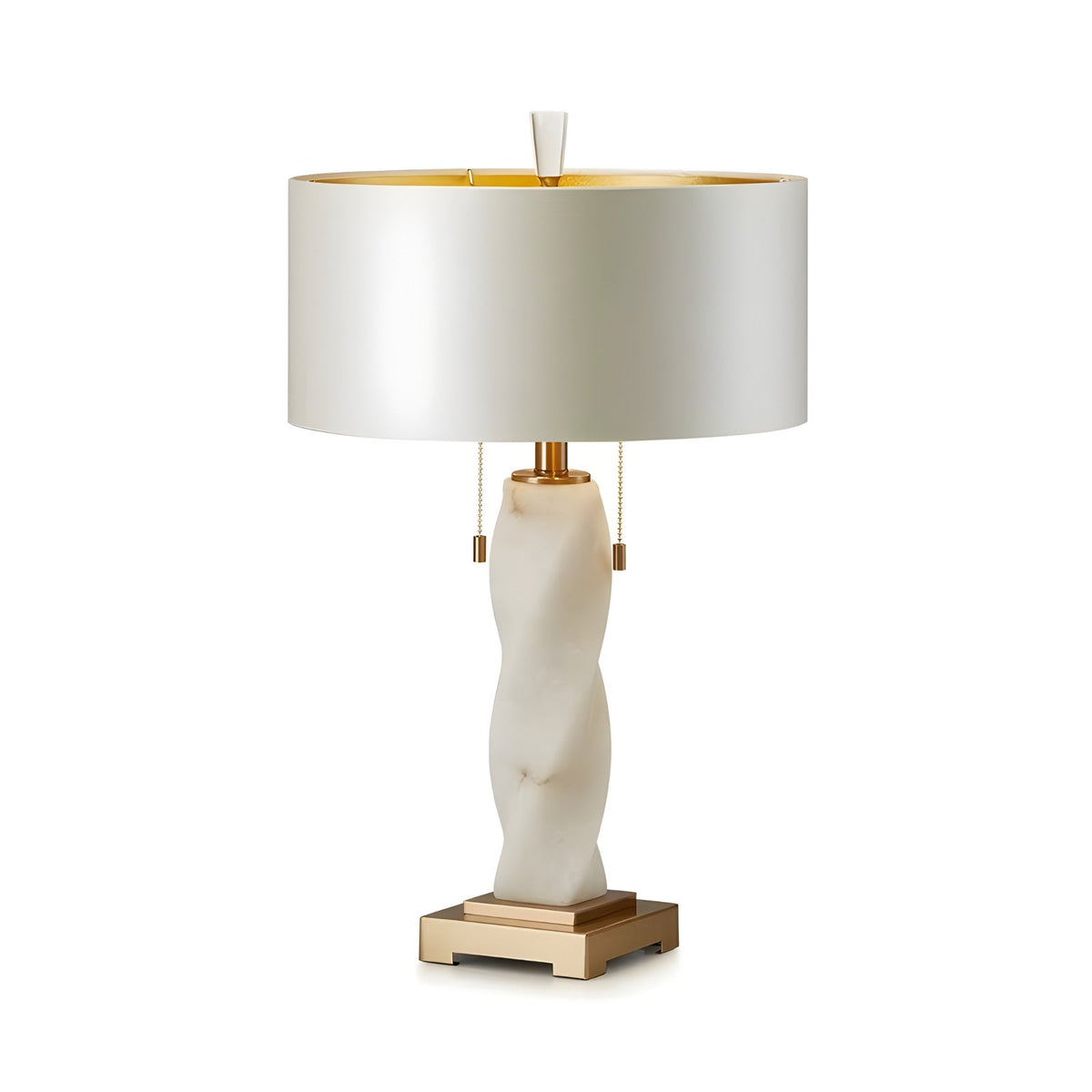 Eryndel Sculpted Alabaster Table Lamp - Brass & White