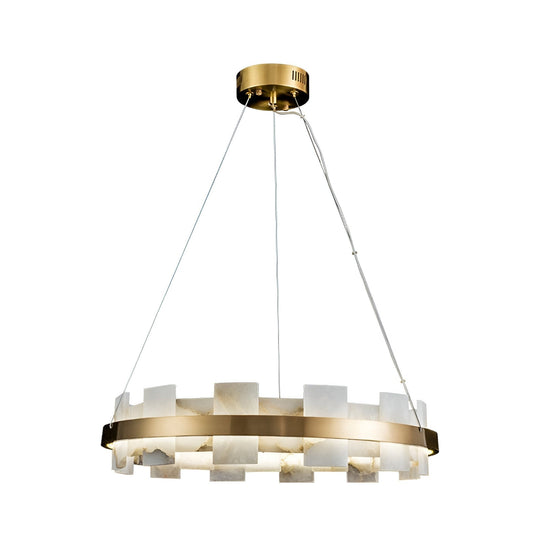 Montyra LED Large Panelled Alabaster Chandelier - Brushed Brass