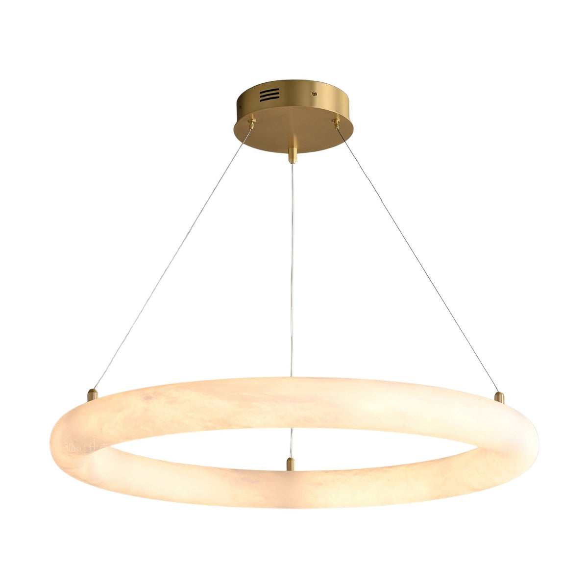 Seraphis LED Large Alabaster Ring Chandelier - Brushed Brass